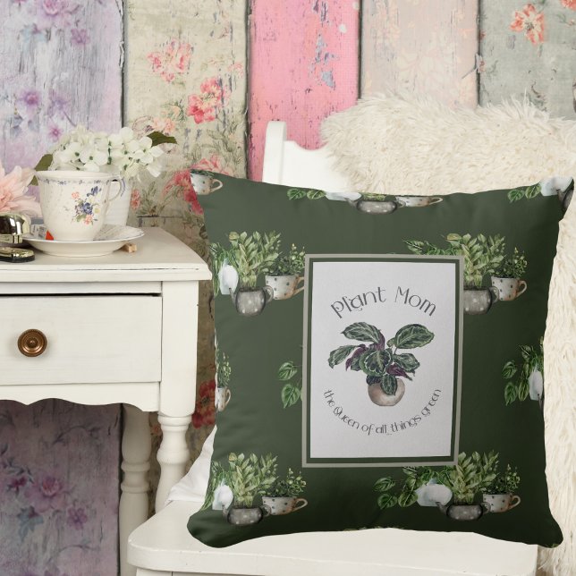 Gardening Cute Green Plant Mum Quote Gardener Gift Cushion (Creator Uploaded)