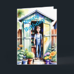 Gardening Enthusiasts Happy Birthday Card<br><div class="desc">Know a guy who's a gardening guru? We've got the perfect birthday card to make his day bloom! It features a rustic gardening shed surrounded by vibrant flowers and potted plants on the front. It's like a manly oasis for the garden enthusiast! Open it up, and you'll find a watercolor...</div>