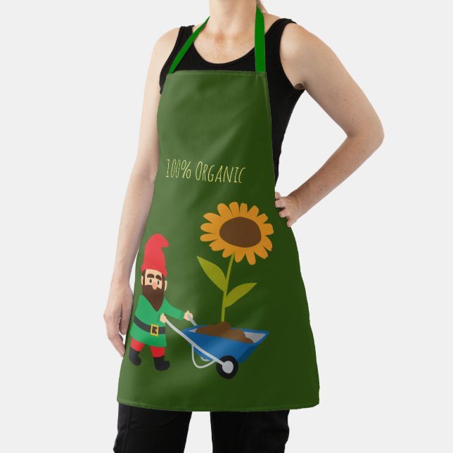 Gardening garden gnome colorful funky organic apron (Insitu)