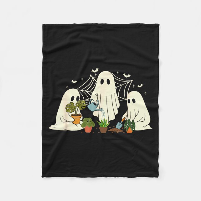 Gardening Garden Halloween Ghost Plant Lover Men W Fleece Blanket (Front)