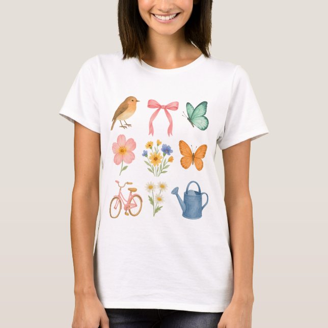 Gardening girl png | garden girl aesthetic | boho T-Shirt (Front)