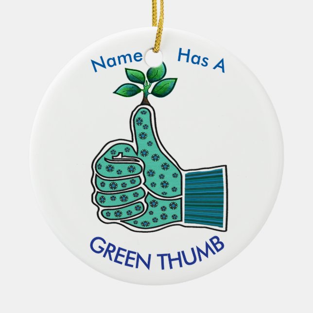 Gardening Glove with Green Thumb Ceramic Tree Decoration (Front)