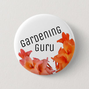 Gardening Guru Orange Flowers 6 Cm Round Badge