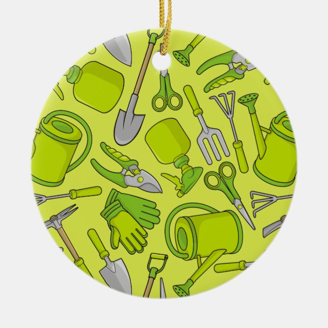 Gardening Icons Ceramic Tree Decoration (Front)