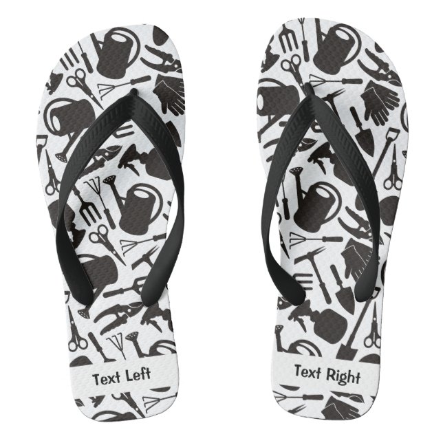 Gardening Icons Silhouettes Flip Flops (Footbed)