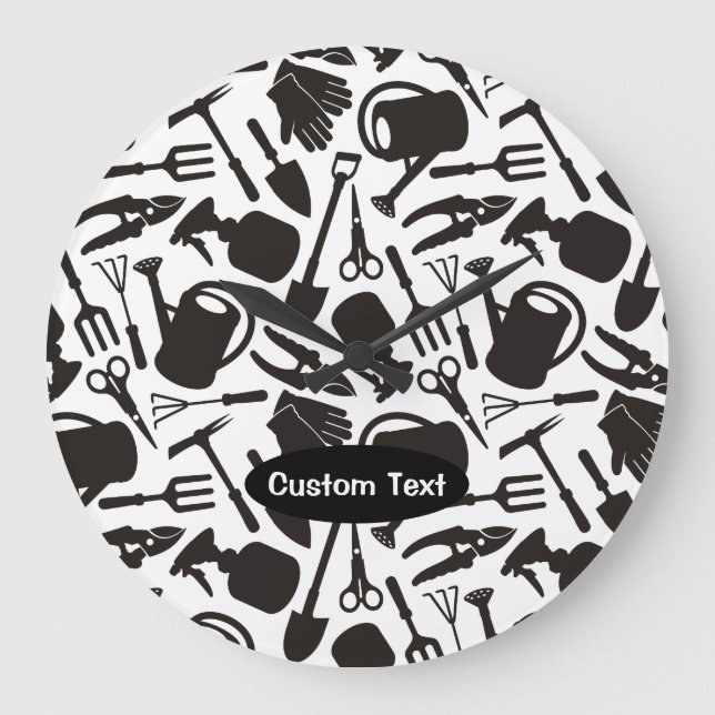 Gardening Icons Silhouettes Large Clock (Front)