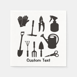 Gardening Icons Silhouettes Napkin