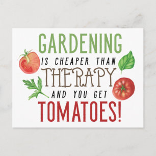 Gardening is better than therapy typography postcard