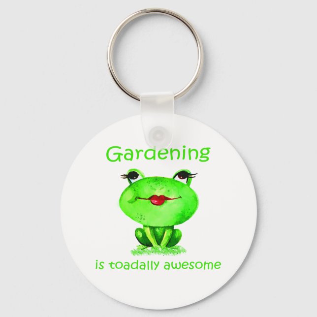 Gardening is Toadally Awesome Fun Toad Quote Key Ring (Front)