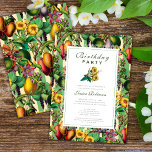 Gardening Lady 60th Birthday Party Retro Floral Invitation<br><div class="desc">Elegant birthday party invitation for a sixty year old who loves to garden.  Retro style fruits and flowers including mangoes and tropical fruits.</div>