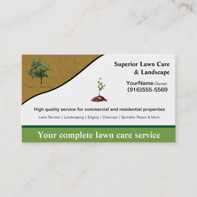 Gardening Lawn Care Landscaper Logo Business Card (Front)
