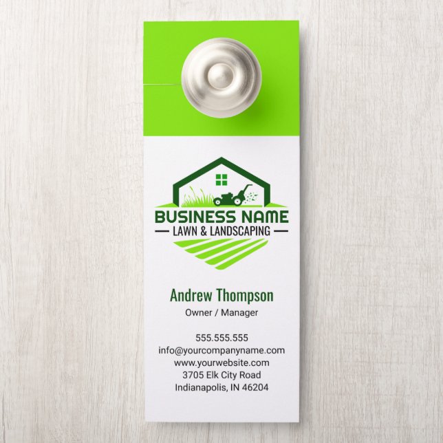 Gardening Lawn Care Landscaping Green Grass Door Hanger (On Knob)