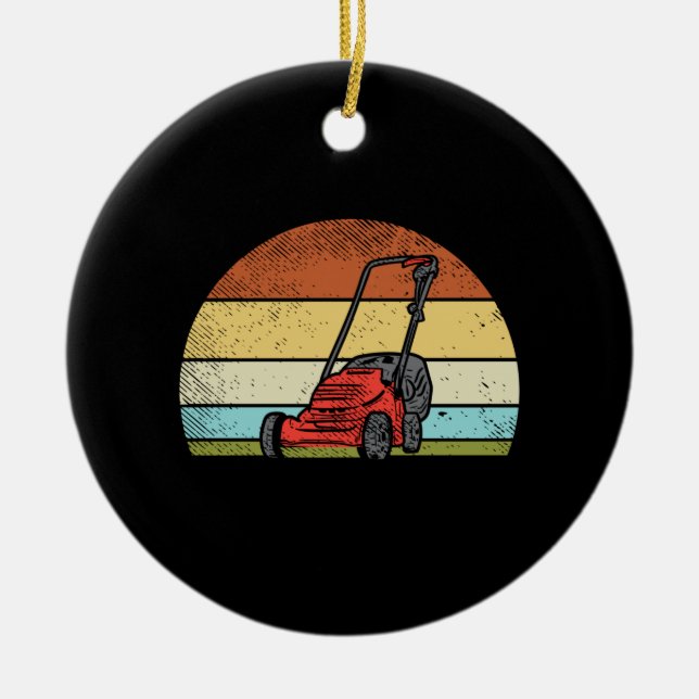 Gardening - Lawn Mower Ceramic Tree Decoration (Front)