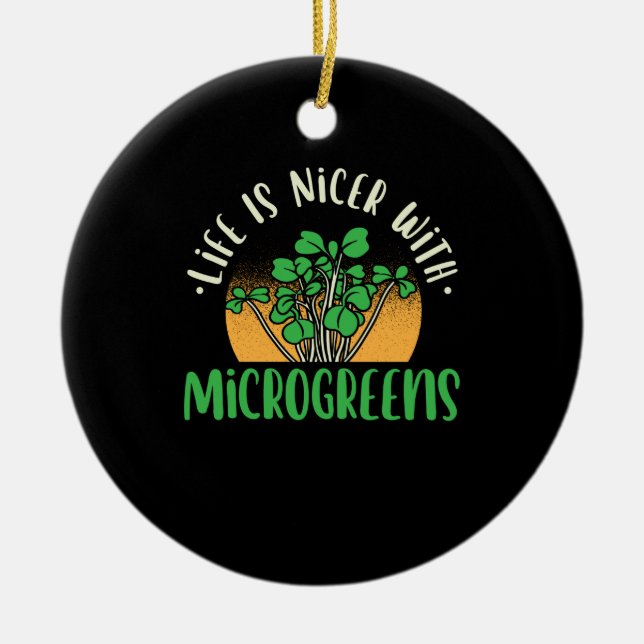 Gardening - Life With Microgreens Ceramic Tree Decoration (Front)