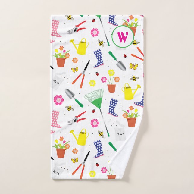 Gardening Monogram Gardener Colourful Hand Towel (Hand Towel)