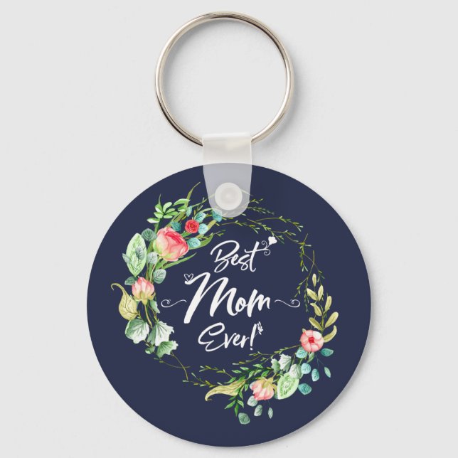 Gardening Mothers Best Mum Ever Floral Garland Key Ring (Front)