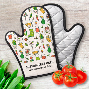 Gardening Pattern, Gift for Gardener Custom Text Oven Mitt