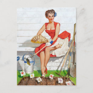 Gardening Pin Up Postcard