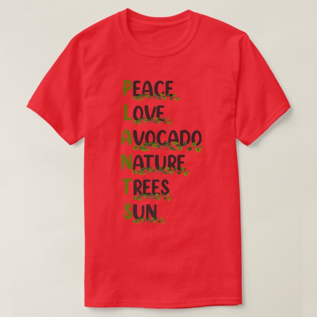 Gardening Plant Peace Love Avocado Nature Trees Su T-Shirt (Design Front)