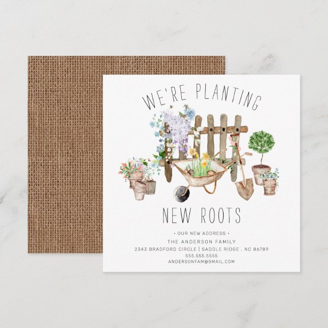 Gardening Planting New Roots Moving Announcement (Front/Back)
