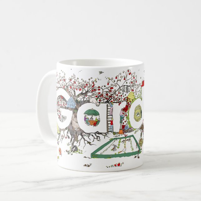 Gardening plants and Animals Personalised Coffee Mug (Front Left)