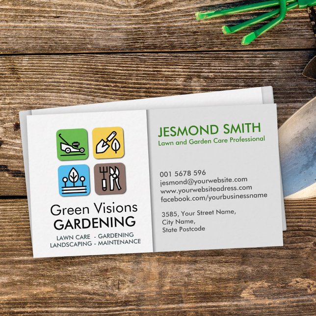 Gardening Services - Colourful Icons Business Card (Creator Uploaded)