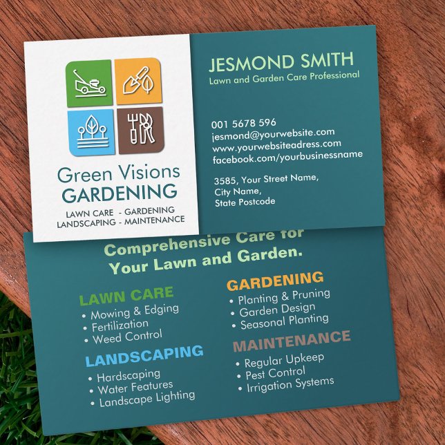 Gardening Services - Colourful Icons Business Card (Creator Uploaded)