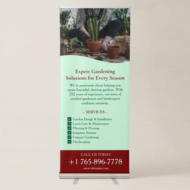 Gardening Services Custom Retractable Banner (Front)