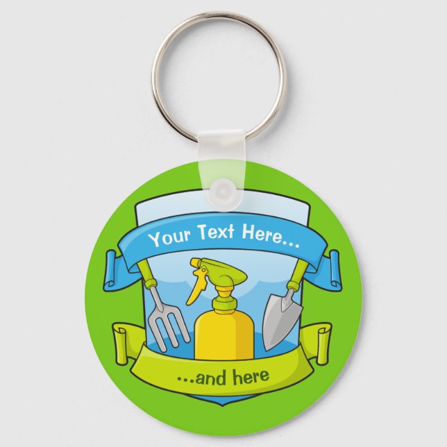 Gardening Shield with Banners Key Ring (Front)