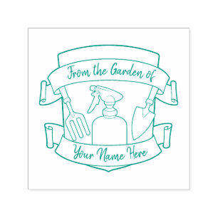Gardening Shield with Banners Self-inking Stamp