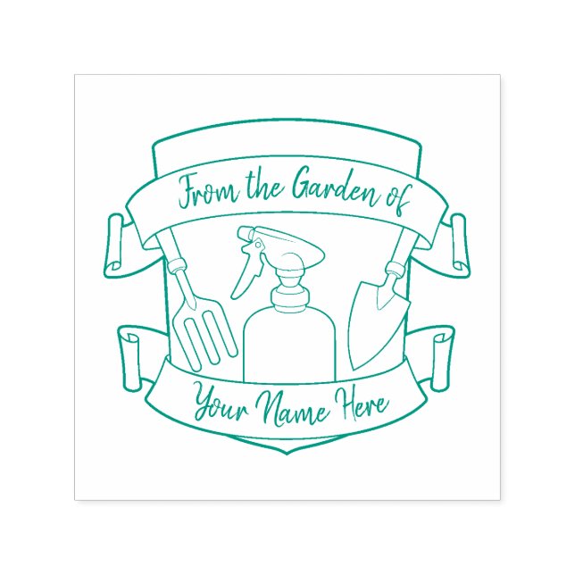 Gardening Shield with Banners Self-inking Stamp (Design)