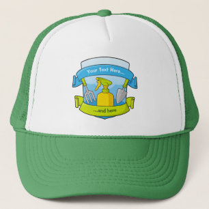Gardening Shield with Banners Trucker Hat