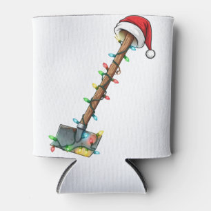 Gardening Shovel Wrapped in Christmas Lights Can Cooler