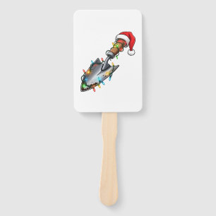 Gardening Shovel Wrapped in Christmas Lights Hand Fan
