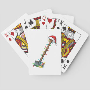Gardening Shovel Wrapped in Christmas Lights Playing Cards
