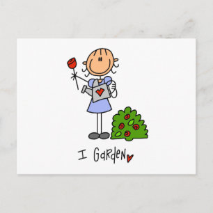 Gardening Stick Figure Postcard