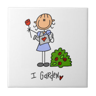 Gardening Stick Figure Tile