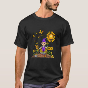 Gardening sunflower plants flowers garden gnome ki T-Shirt