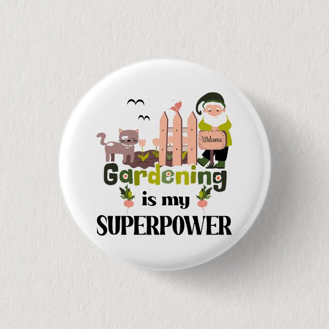 Gardening Superpower, Cute Gardener  3 Cm Round Badge (Front)