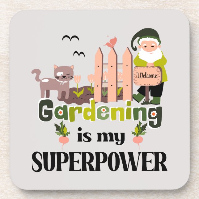 Gardening Superpower, Cute Gardener  Coaster (Front)