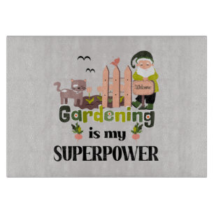 Gardening Superpower, Cute Gardener  Cutting Board