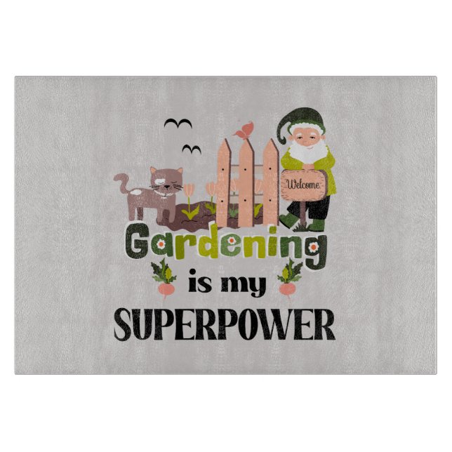 Gardening Superpower, Cute Gardener  Cutting Board (Front)