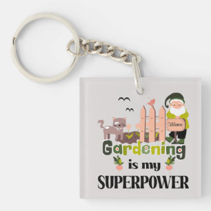 Gardening Superpower, Cute Gardener Key Ring