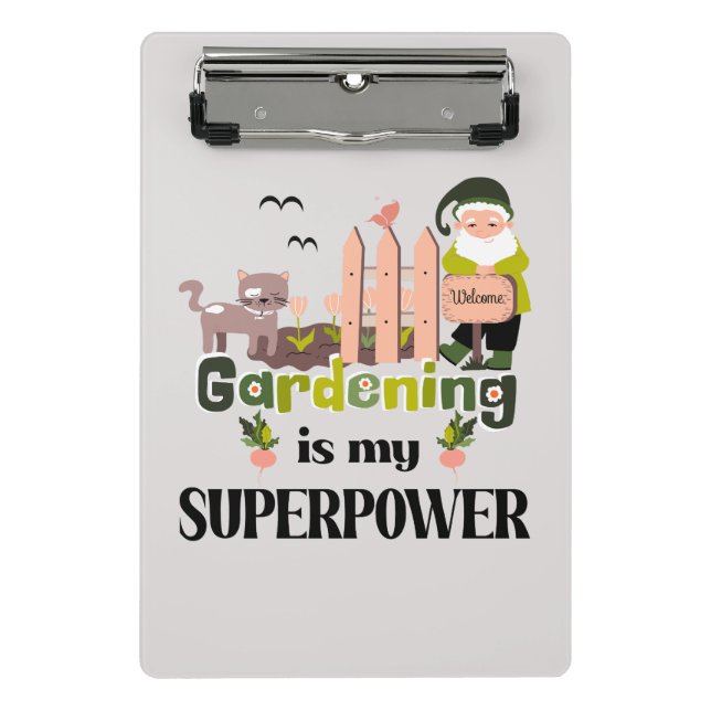 Gardening Superpower, Cute Gardener  Mini Clipboard (Front)