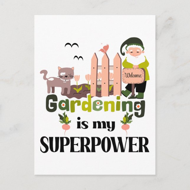 Gardening Superpower, Cute Gardener  Postcard (Front)