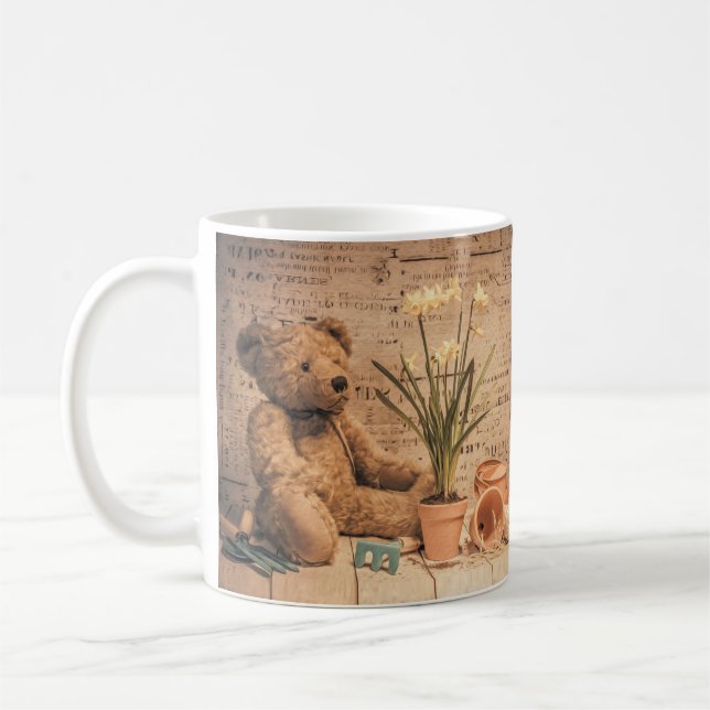 Gardening Teddy Bear Birthday or Other Gift Mug (Left)