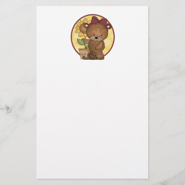Gardening Teddy Bear Stationery (Front)