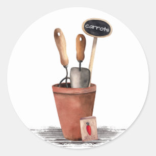 Gardening Terracotta Round Sticker