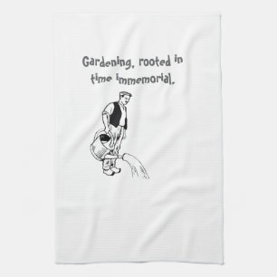 Gardening theme tea towel