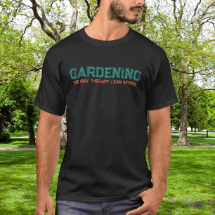 Gardening Therapy Green Orange Typography T-Shirt